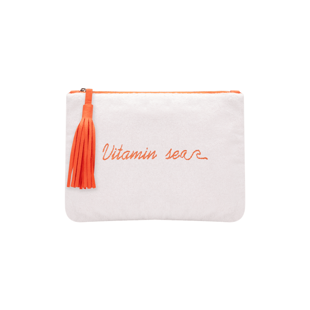 Necessaire Atoalhada Frase Bordada Branco TU